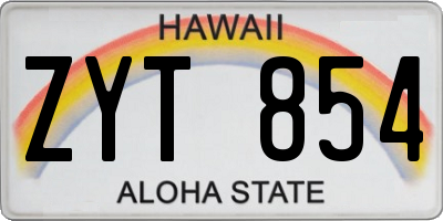 HI license plate ZYT854