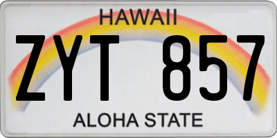 HI license plate ZYT857