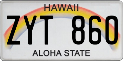 HI license plate ZYT860