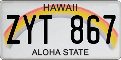 HI license plate ZYT867
