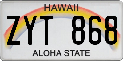 HI license plate ZYT868
