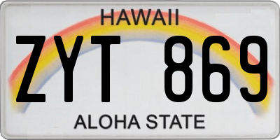 HI license plate ZYT869