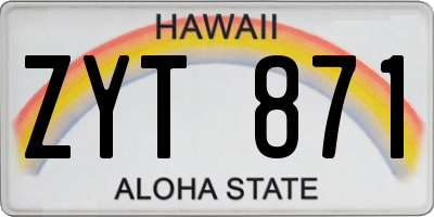 HI license plate ZYT871