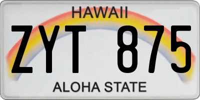 HI license plate ZYT875