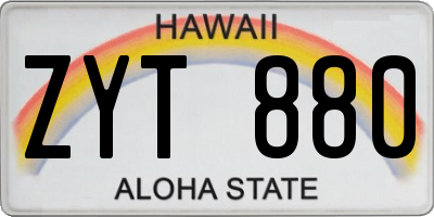 HI license plate ZYT880