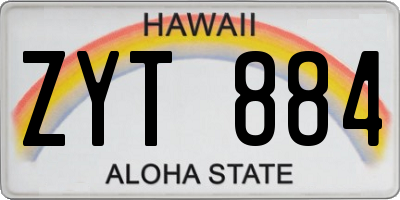 HI license plate ZYT884