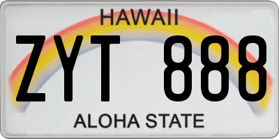 HI license plate ZYT888