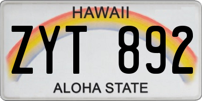 HI license plate ZYT892