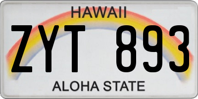 HI license plate ZYT893