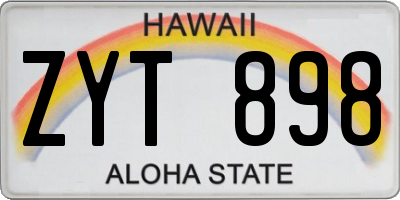HI license plate ZYT898