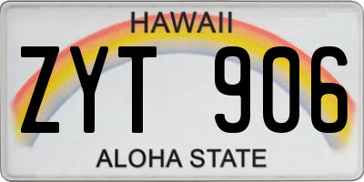 HI license plate ZYT906