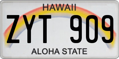 HI license plate ZYT909