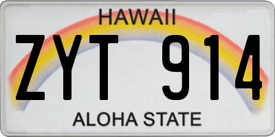 HI license plate ZYT914