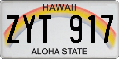 HI license plate ZYT917