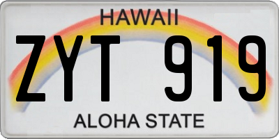 HI license plate ZYT919