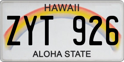 HI license plate ZYT926