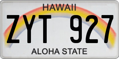 HI license plate ZYT927