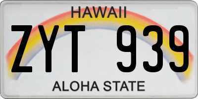 HI license plate ZYT939