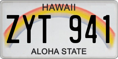 HI license plate ZYT941
