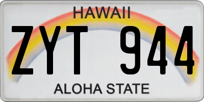 HI license plate ZYT944