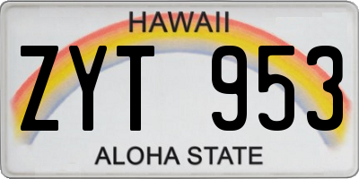 HI license plate ZYT953