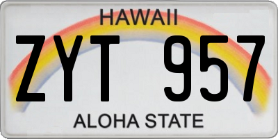 HI license plate ZYT957