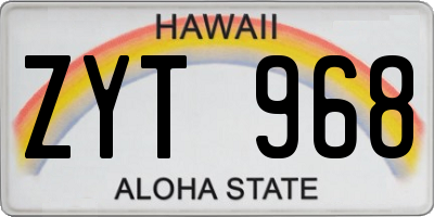 HI license plate ZYT968
