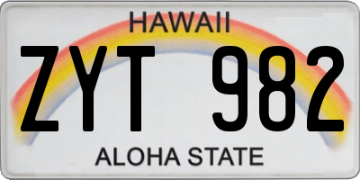 HI license plate ZYT982