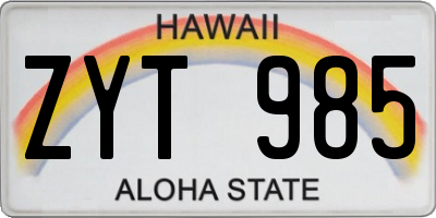 HI license plate ZYT985