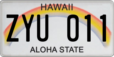 HI license plate ZYU011