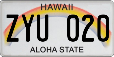 HI license plate ZYU020