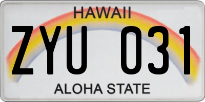 HI license plate ZYU031