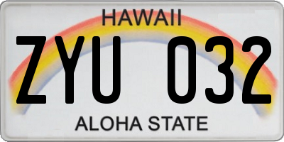 HI license plate ZYU032
