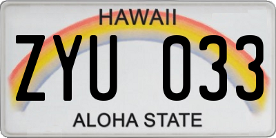 HI license plate ZYU033