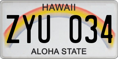 HI license plate ZYU034