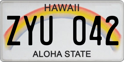 HI license plate ZYU042