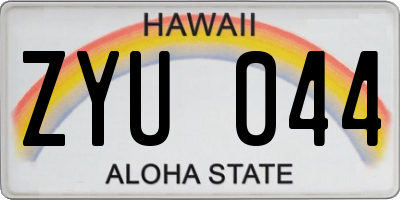 HI license plate ZYU044