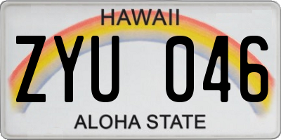 HI license plate ZYU046