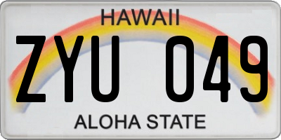 HI license plate ZYU049