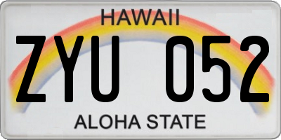 HI license plate ZYU052