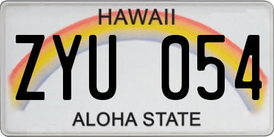 HI license plate ZYU054