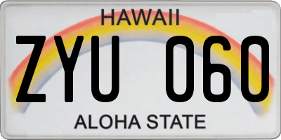 HI license plate ZYU060