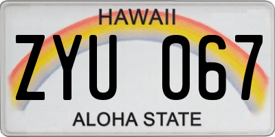 HI license plate ZYU067