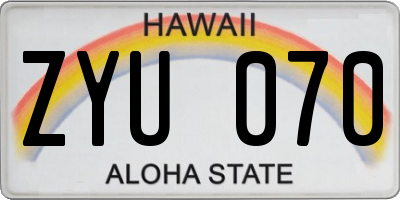 HI license plate ZYU070