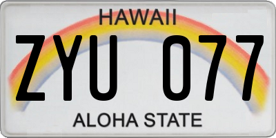 HI license plate ZYU077