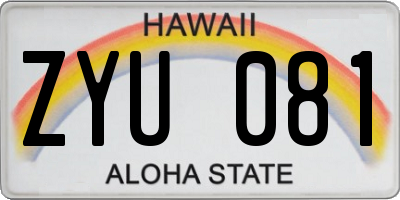 HI license plate ZYU081