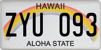 HI license plate ZYU093