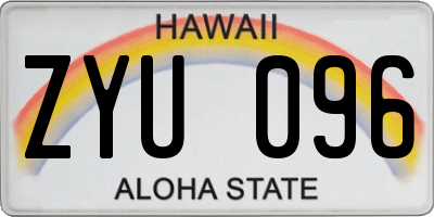 HI license plate ZYU096