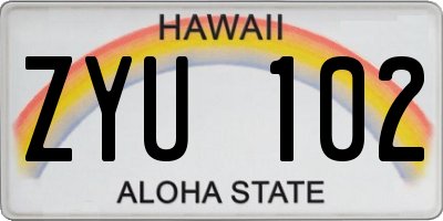HI license plate ZYU102