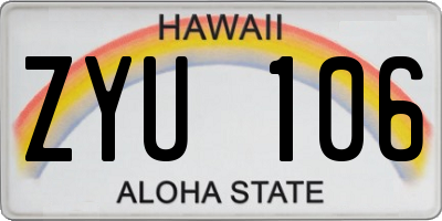 HI license plate ZYU106